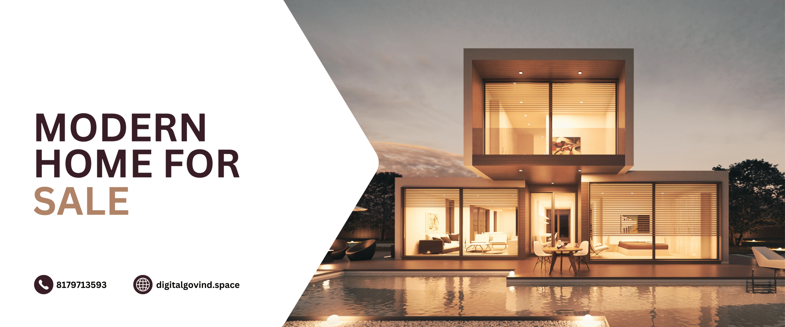 brown white modern professional real estate banner